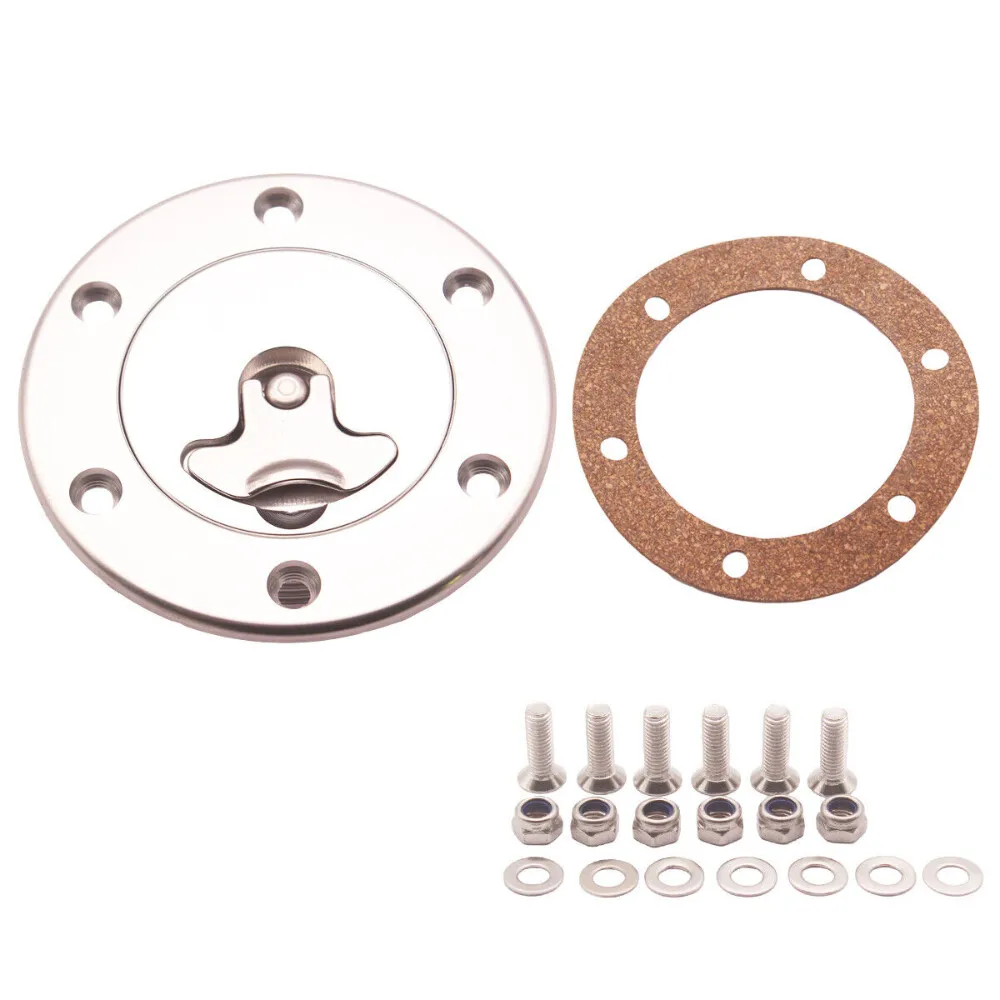 Tapa de tanque contra sobretensiones de pila de combustible Universal plateada montaje empotrado 6 pernos ID de apertura 43,5mm accesorios de coche