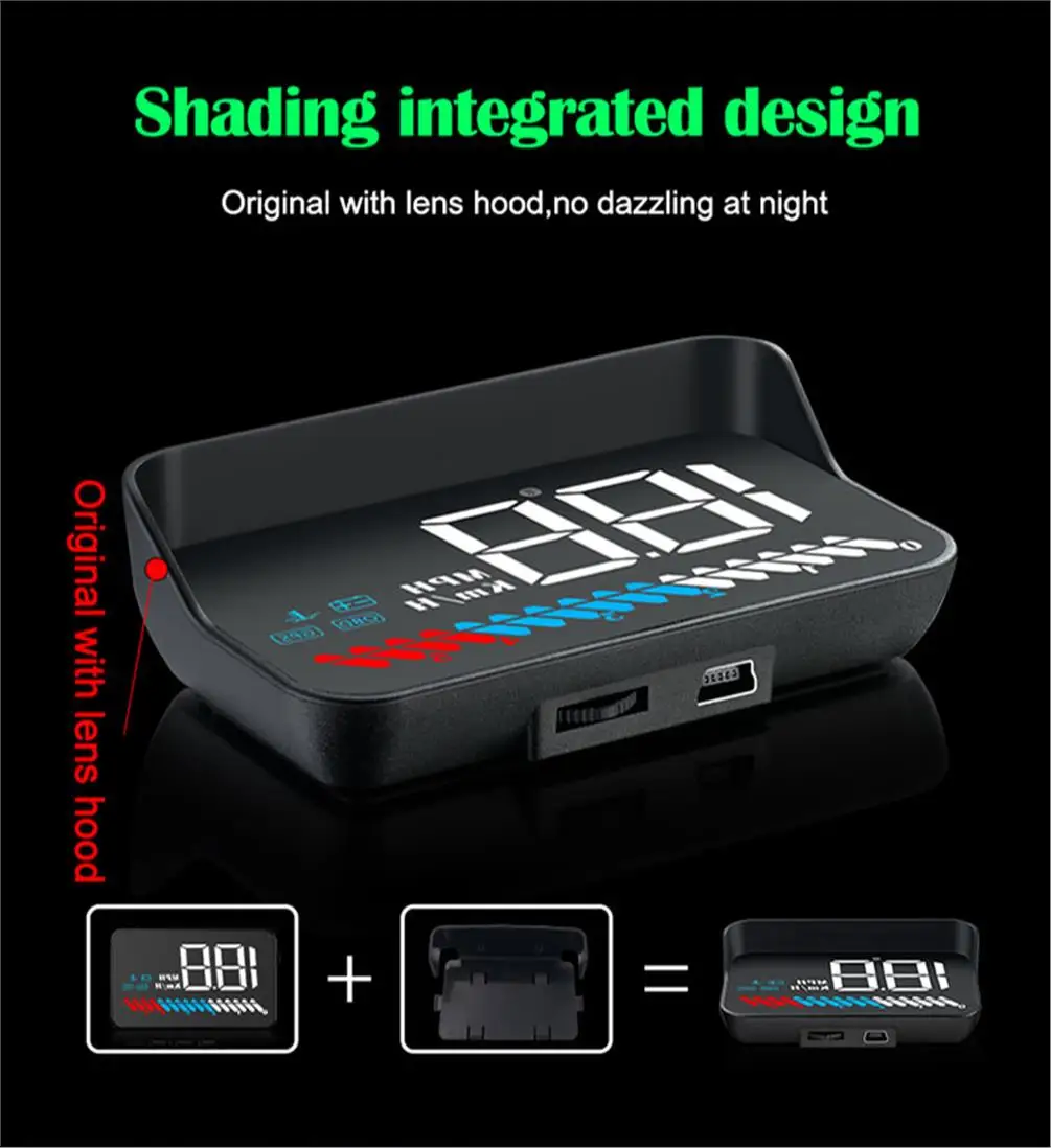Pantalla LED OBD y GPS instalada en el salpicadero del automóvil