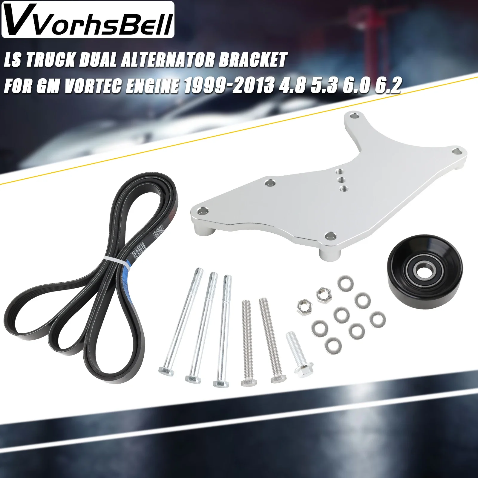 Kit soporte alternador doble plateado – Chevy GM Vortec 4.8 5.3 6.0 6.2 - imagen 5