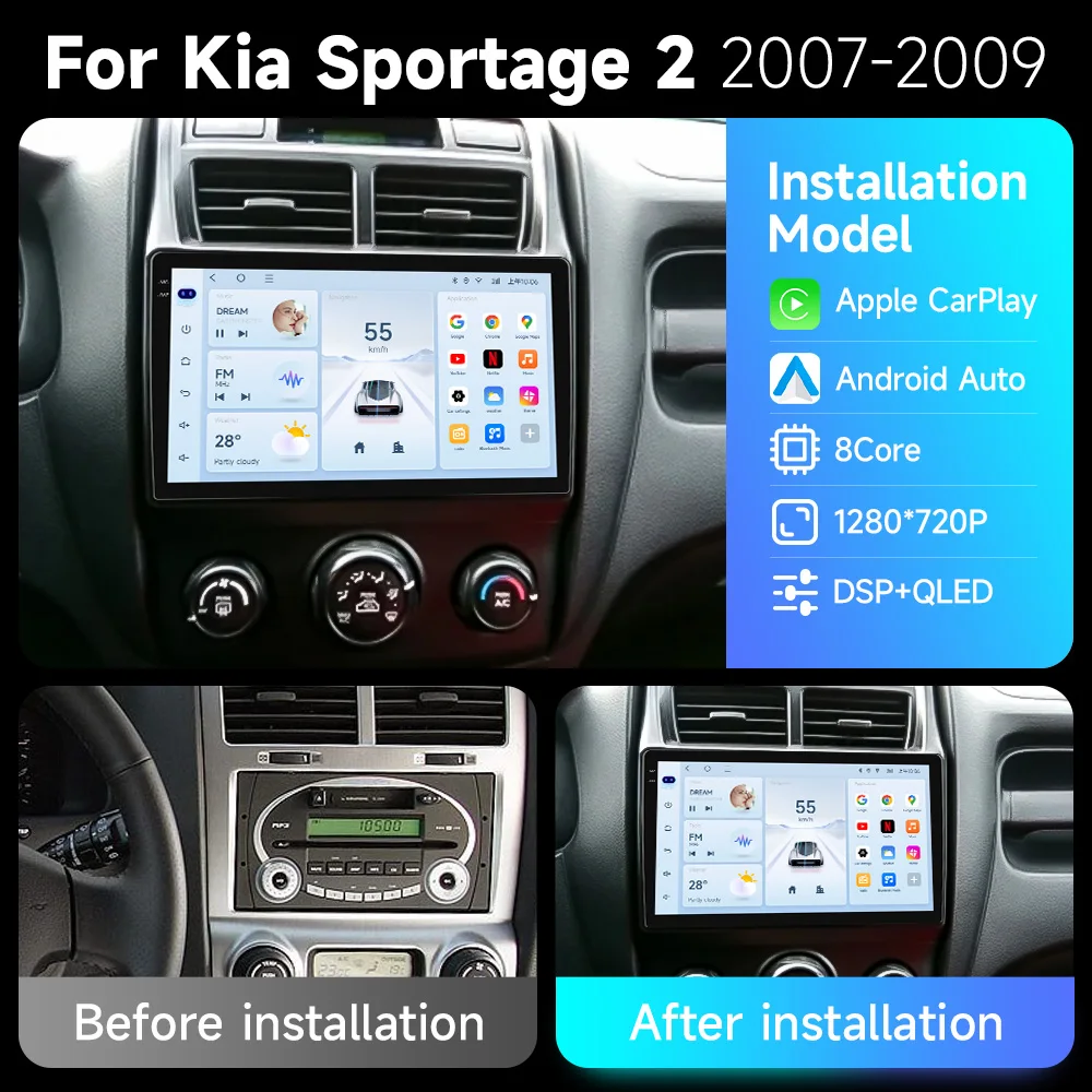 Radio 2 DIN Android para Kia Sportage II 2007-2009 con CarPlay - imagen 2