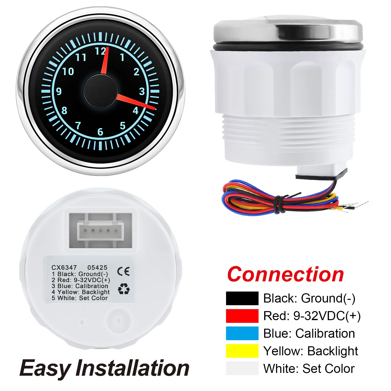Cuenta-horas digital 52mm con retroiluminación RGB – 12V y 24V para coche y camión - imagen 4
