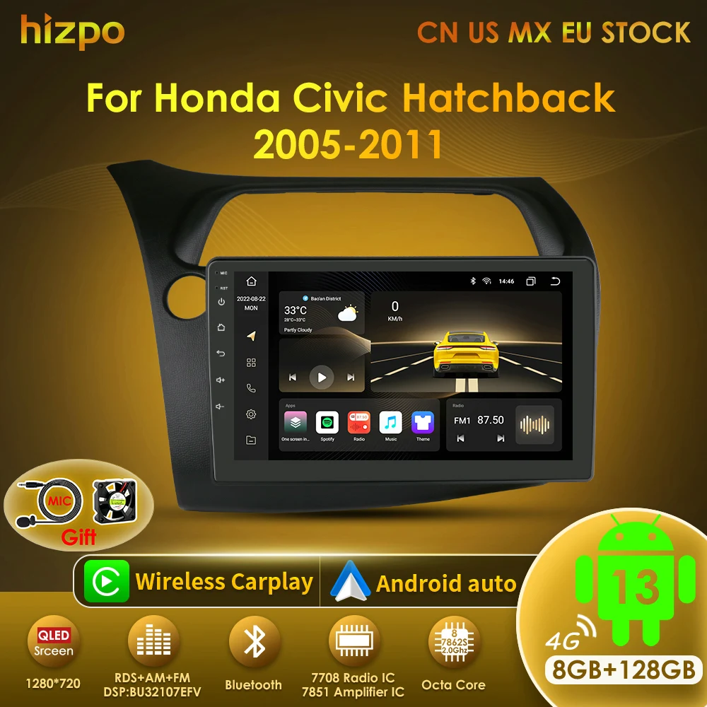 Autoradio Android 2DIN CarPlay Hizpo para Honda Civic 2005-2011