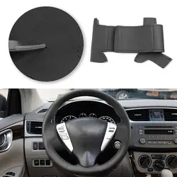Funda de volante cuero negro-Nissan Versa Note Tiida Sylphy 2011-2015