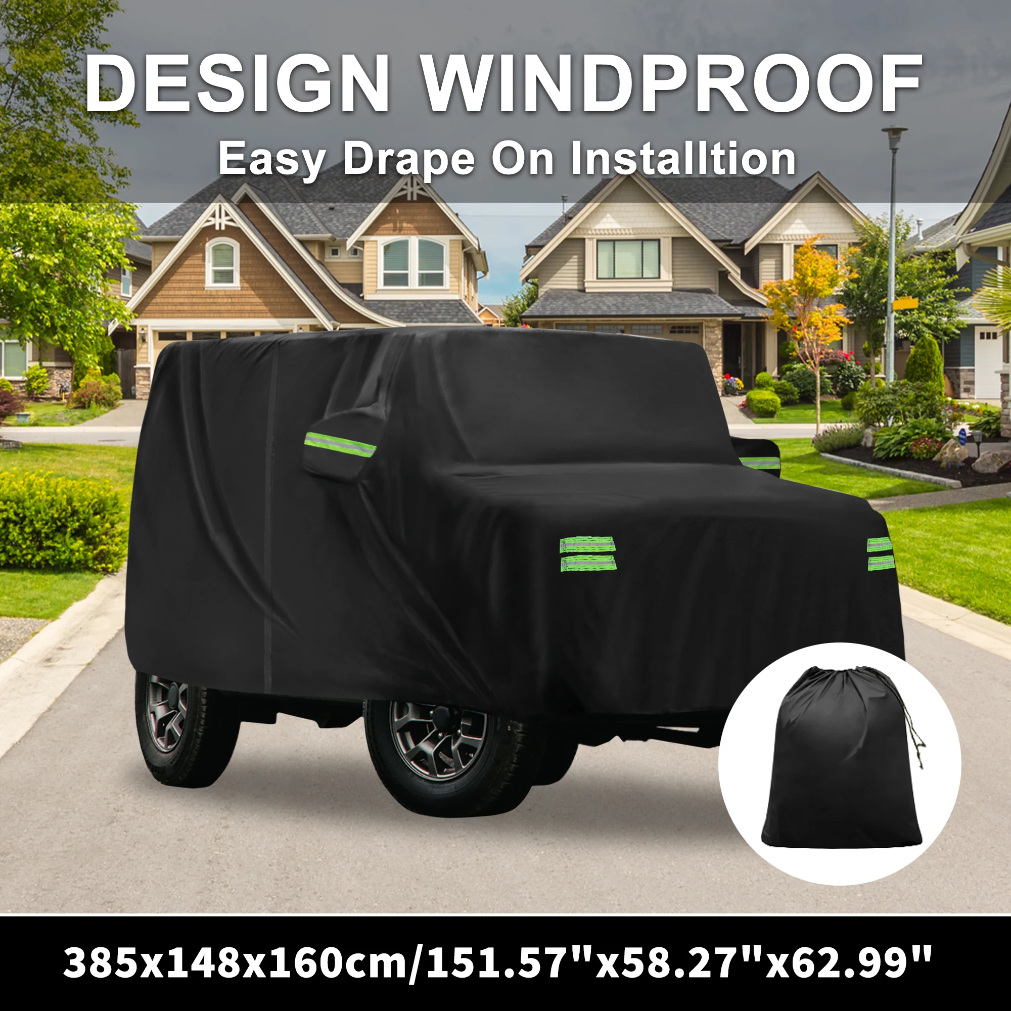 X Autohaux cubierta impermeable para coche película de aluminio cubierta completa para exteriores para Suzuki Jimny JB64W/JB74W con gancho de cuerda a prueba de viento