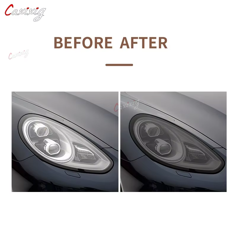 Película protectora para faros delanteros de coche, pegatina de TPU negra ahumada para Porsche 911 718 Cayenne Panamera Macan Taycan, accesorios, 2 uds. - imagen 5