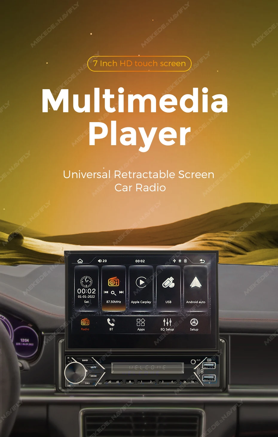 Detalle de la unidad multimedia para coche