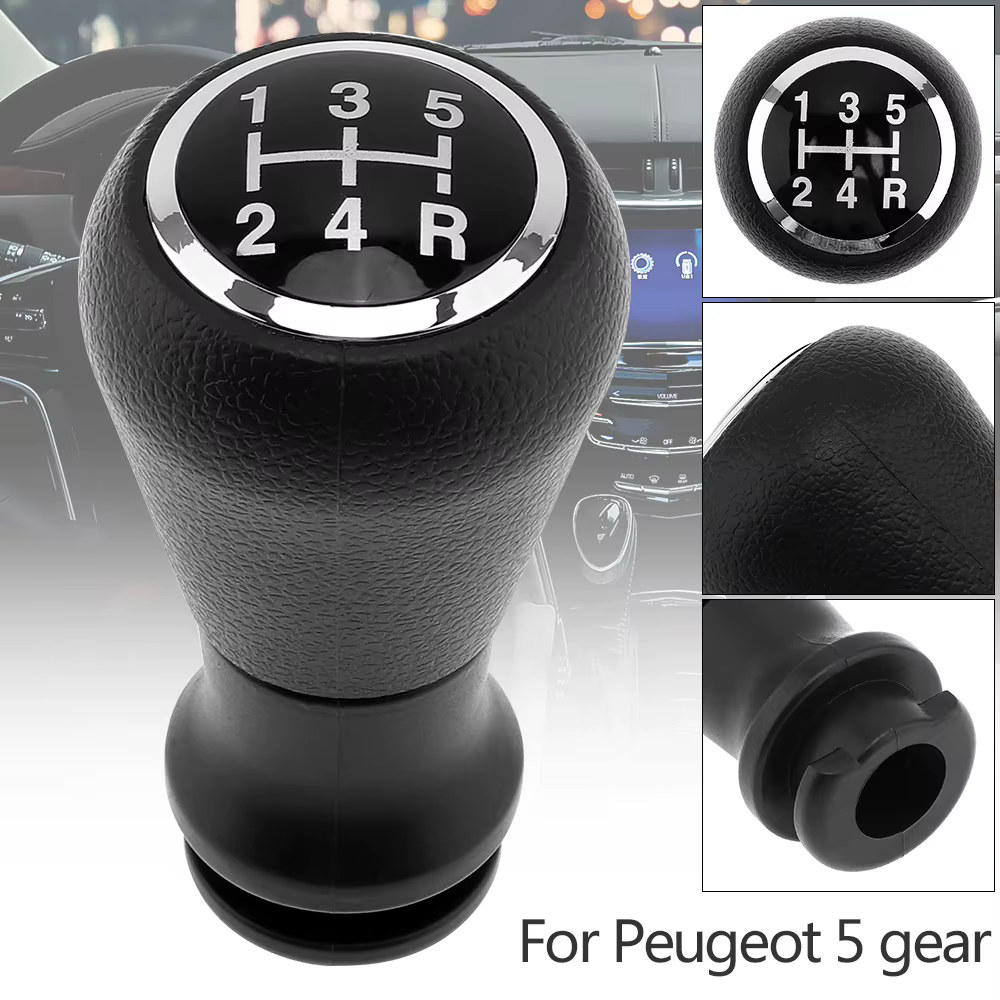 Pomo de cambio cromado y cuero de 5 velocidades para Citroën C1, C3 y C4 - imagen 2