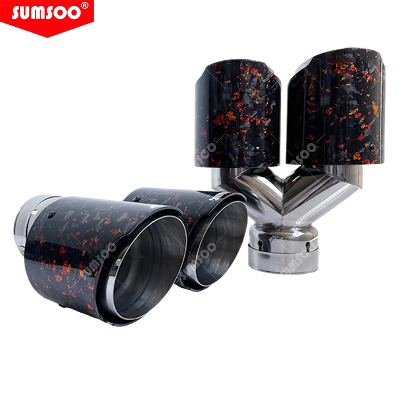 Silenciador SUMSOO sport doble salida fibra carbono acero inoxidable - imagen 5