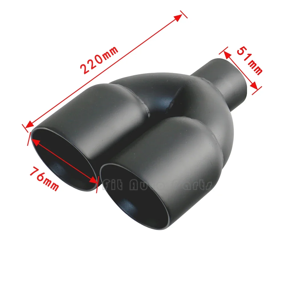 Interfaz de escape universal doble 51mm silenciador 76mm negro azul