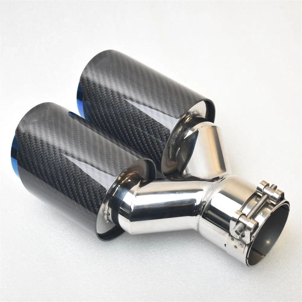 Silenciador de escape estilo fibra de carbono azul tuning - imagen 5