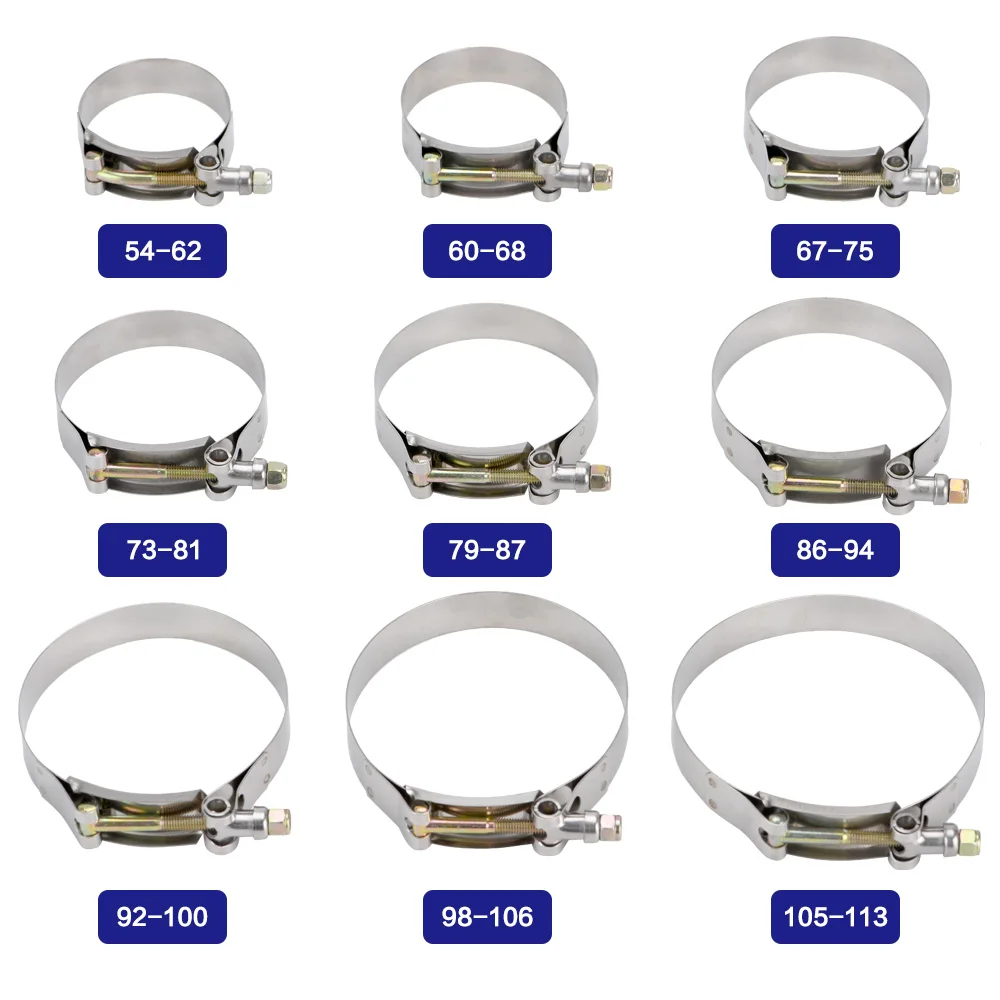 Abrazadera de escape en T con perno para silicona 2,0-4,0