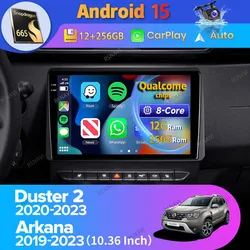 Radio 2 DIN Android 15 con CarPlay para Renault Duster y Arkana