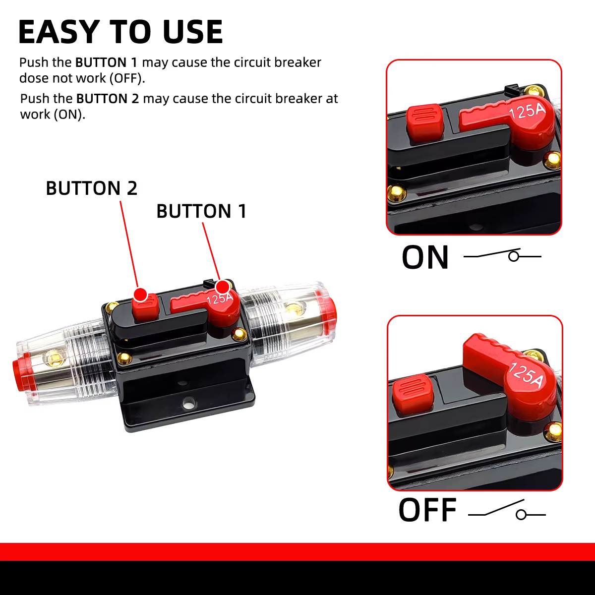 Disyuntor automotriz de reinicio manual 20-150 A impermeable - imagen 3