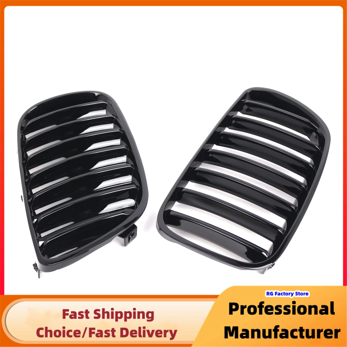 Rejilla de riñón BMW X3 E83 2007-2010 negra brillante - imagen 3