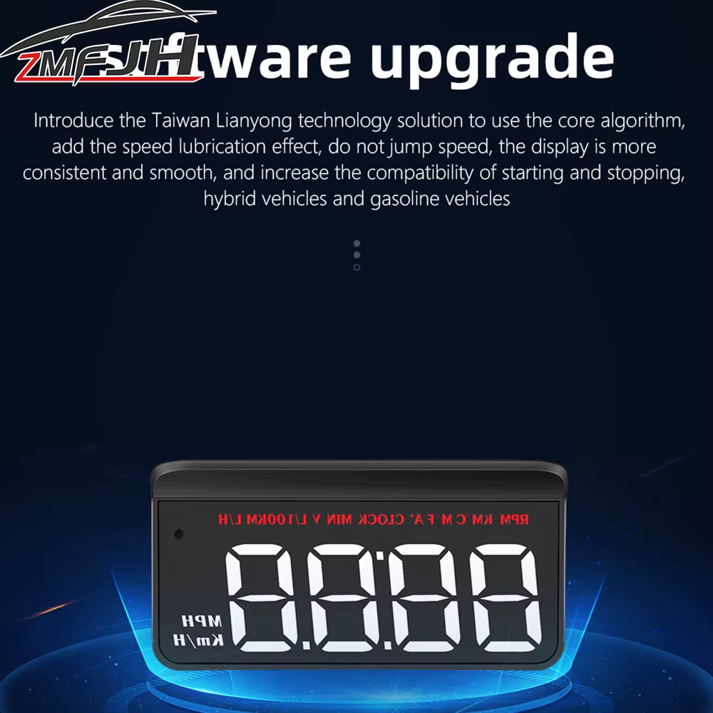 Pantalla HUD OBD M5 con temperatura del agua y alarma de velocidad