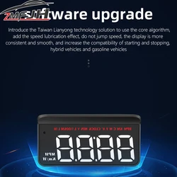 Pantalla HUD OBD M5 con temperatura del agua y alarma de velocidad