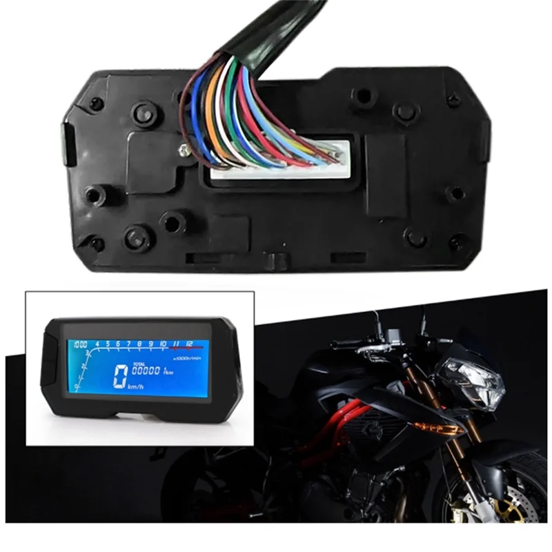Tacómetro velocímetro digital moto LCD 12000 RPM universal 2-4 cil - imagen 3