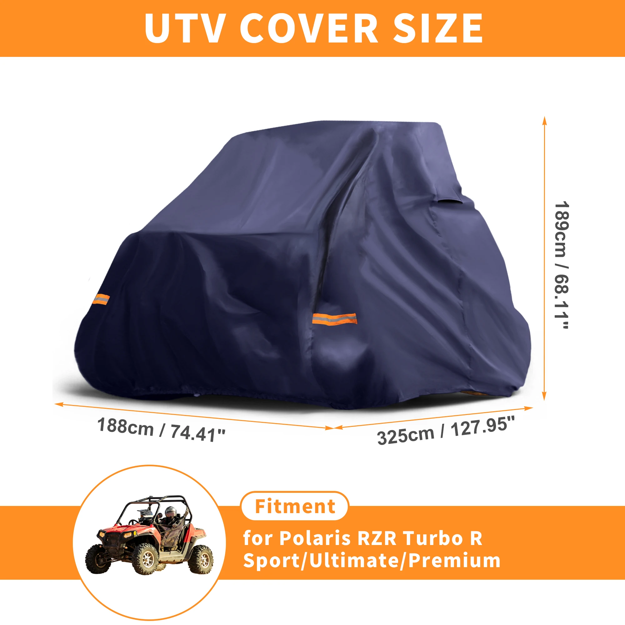 UXCELL cubierta impermeable para UTV al aire libre para Polaris RZR Turbo R Sport/Ultimate/Premium 210D-PU 325x188x189cm protección del vehículo - imagen 2