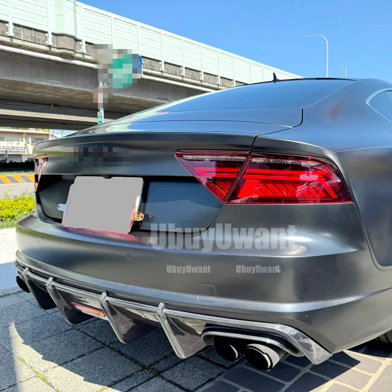 Difusor de parachoques trasero de fibra de carbono para Audi A7 S7 RS7 2016-2018 - imagen 4