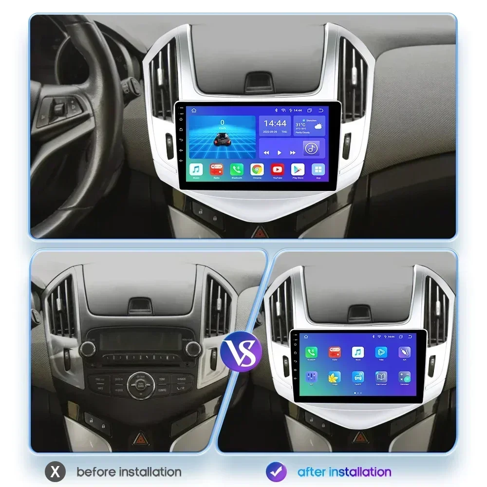 Hizpo 2din Android 13 Radio de coche Multimidia para Chevrolet Cruze J300 J308 2012-2015 reproductor de vídeo navegación GPS unidad principal Carplay - imagen 2