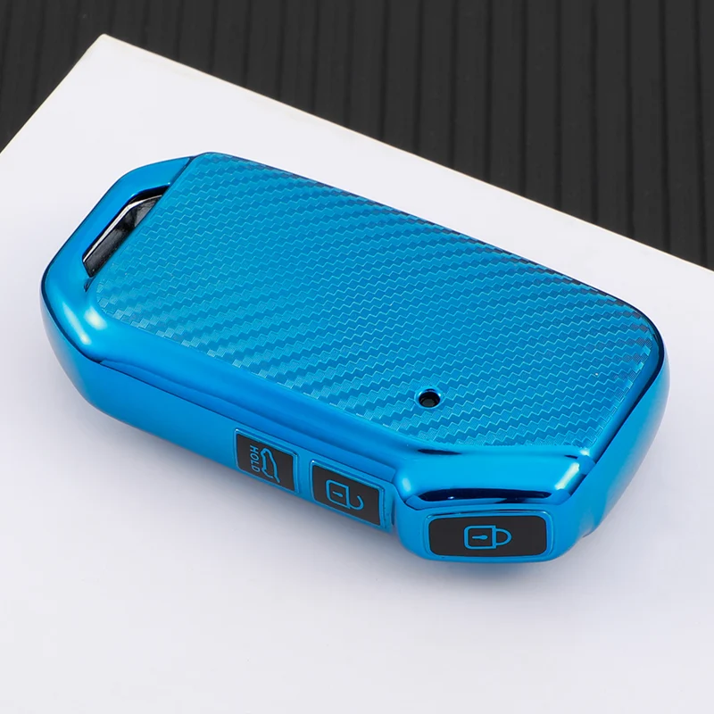 Funda protectora de llave Kia de TPU efecto fibra de carbono - imagen 5