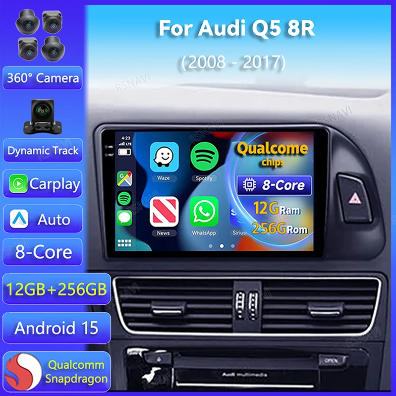 Android 15 CarPlay Audi Q5 8R Radio GPS Multimedia