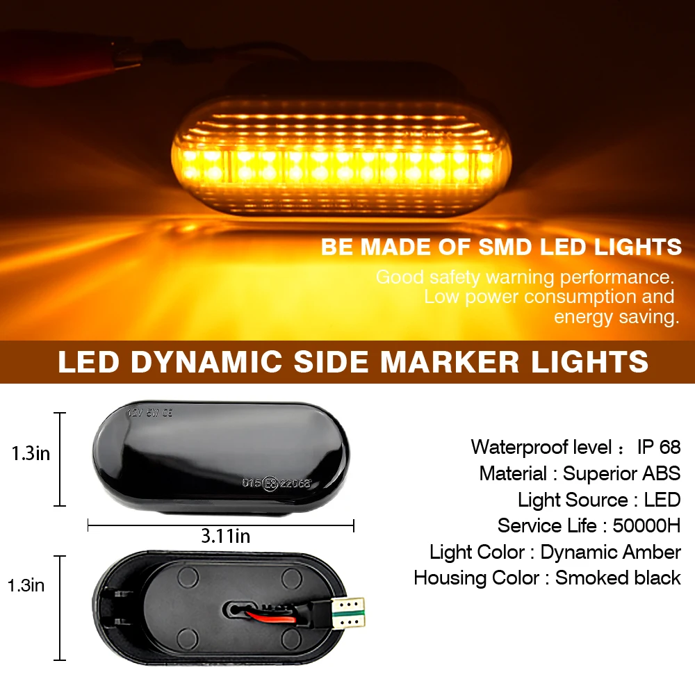 Vista frontal del par de luces LED dinámicas para SEAT