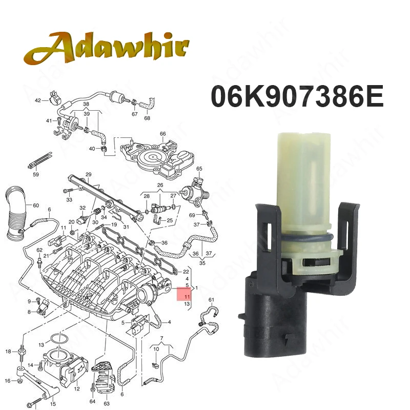 06K 907386 D para VW Scirocco Sharan Polo Passat Golf Audi A4 A5 A6 Q5 Q7 Q8 Sensor de temperatura del colector de admisión del asiento 06K 907 386 D