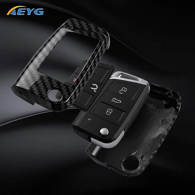 Funda llave fibra carbono ABS para VW Golf 7 y Tiguan MK2 - Seat Ateca - imagen 5