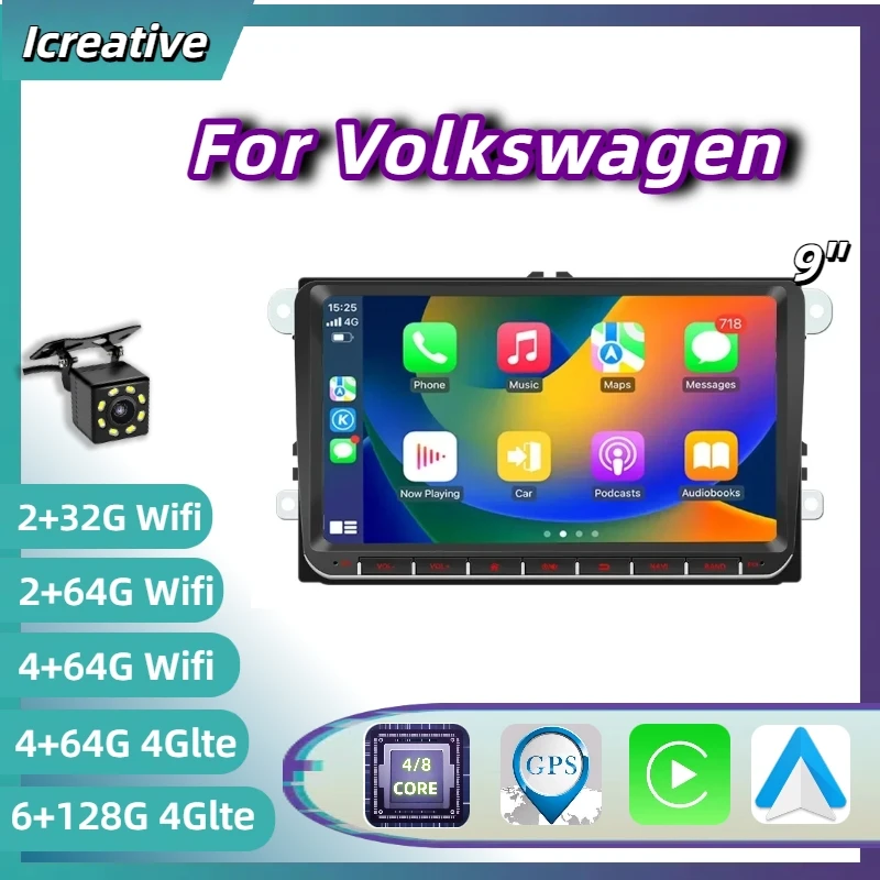 Radio Android con CarPlay inalámbrico para Volkswagen Polo Golf