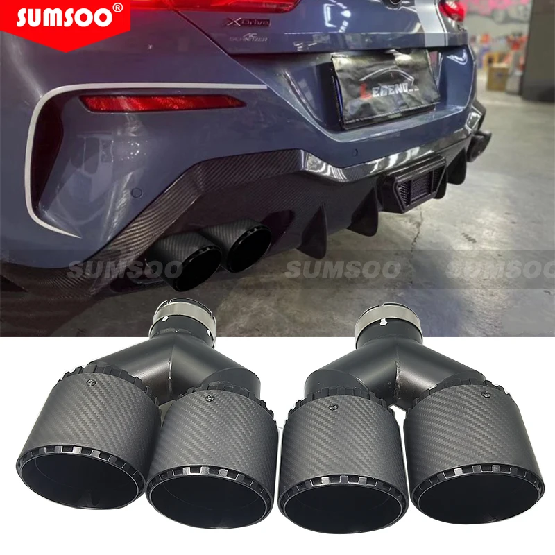 SUMSOO Embellecedor de escape tipo Y en fibra de carbono para VW Golf