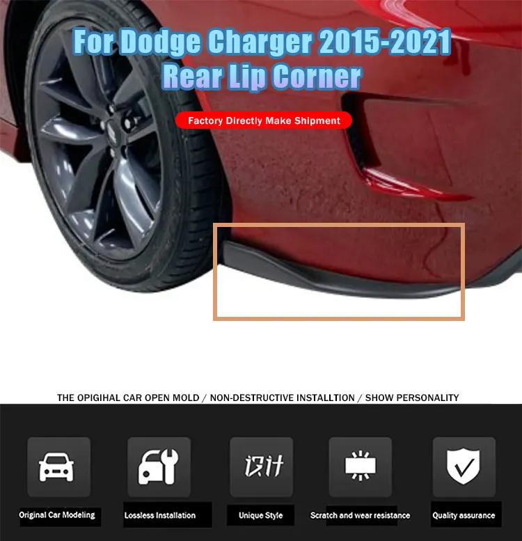 Protector de esquina de labio trasero para Dodge Charger 2015-2021