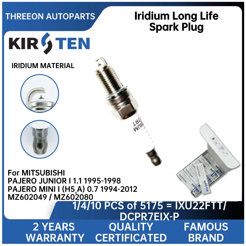Bujía de iridio Kirsten para Mitsubishi Pajero Junior 1.1 95-98