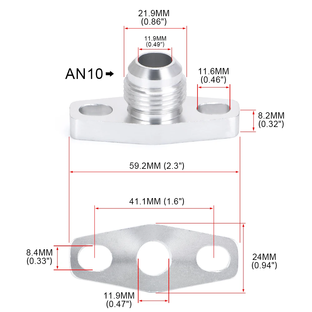 PQY-Turbo Adaptador drenaje aceite AN10 para turbos GT28 GT30 GT35 - imagen 5