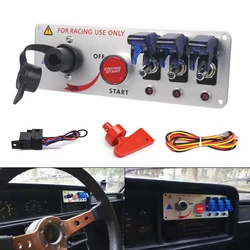 Panel interruptor de encendido 12V fibra de carbono LED 5 botones