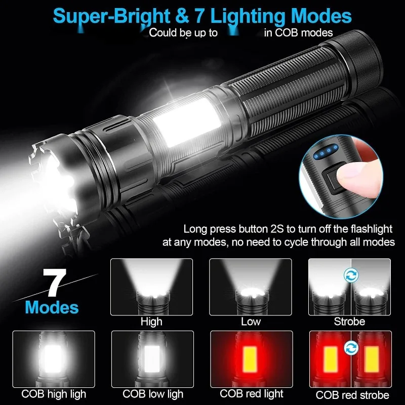 Linterna LED recargable P50 con base magnética y luz COB - imagen 2