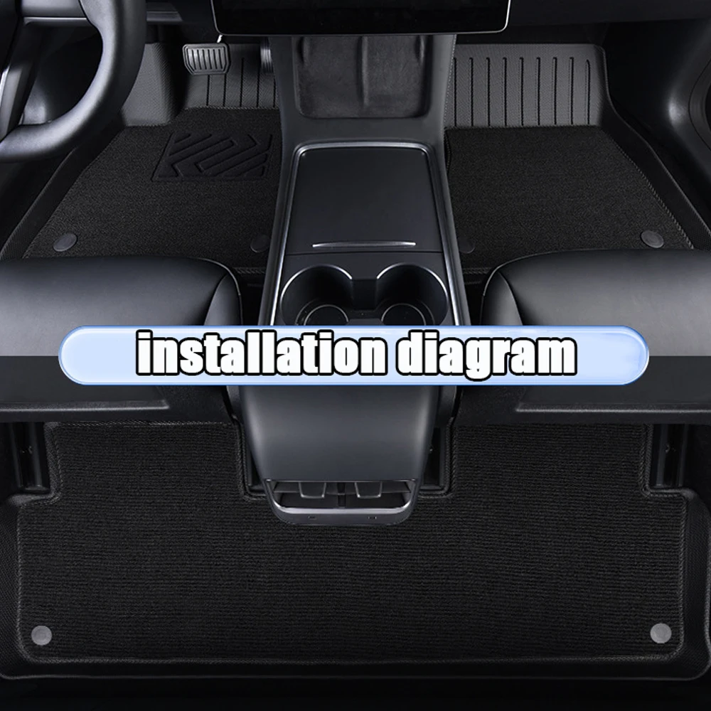 6 uds para Tesla Model Y Highland 3 doble capa TPE Menes manta superficie alfombra impermeable lavable dos capas almohadillas para el suelo del coche - imagen 3