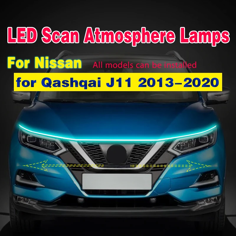 Tira LED DRL dinámica para el capó del Nissan Qashqai J11 2013-2020