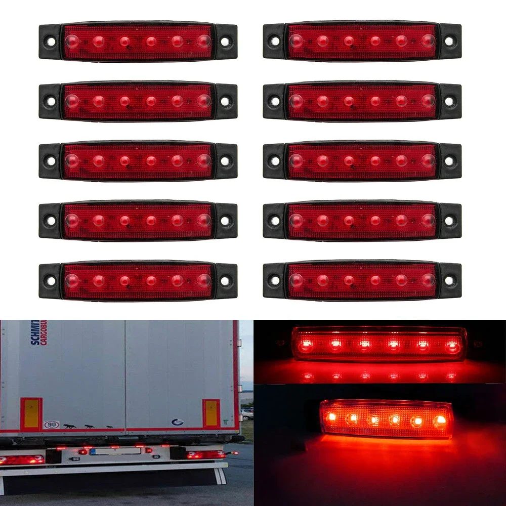 Luces LED laterales rojas 6 SMD 12V para coche y remolque