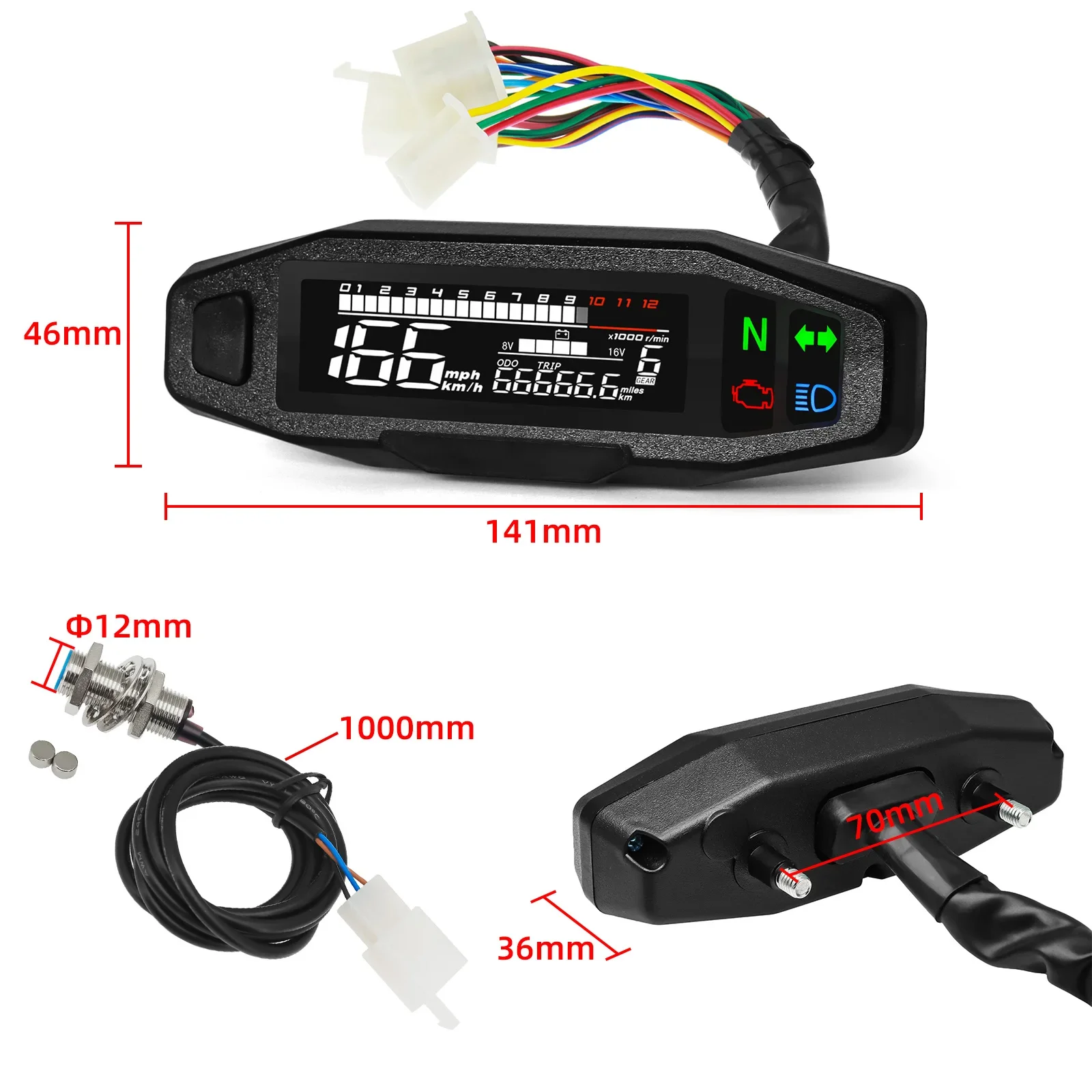 Tacómetro digital universal para moto con velocímetro y odómetro - imagen 3