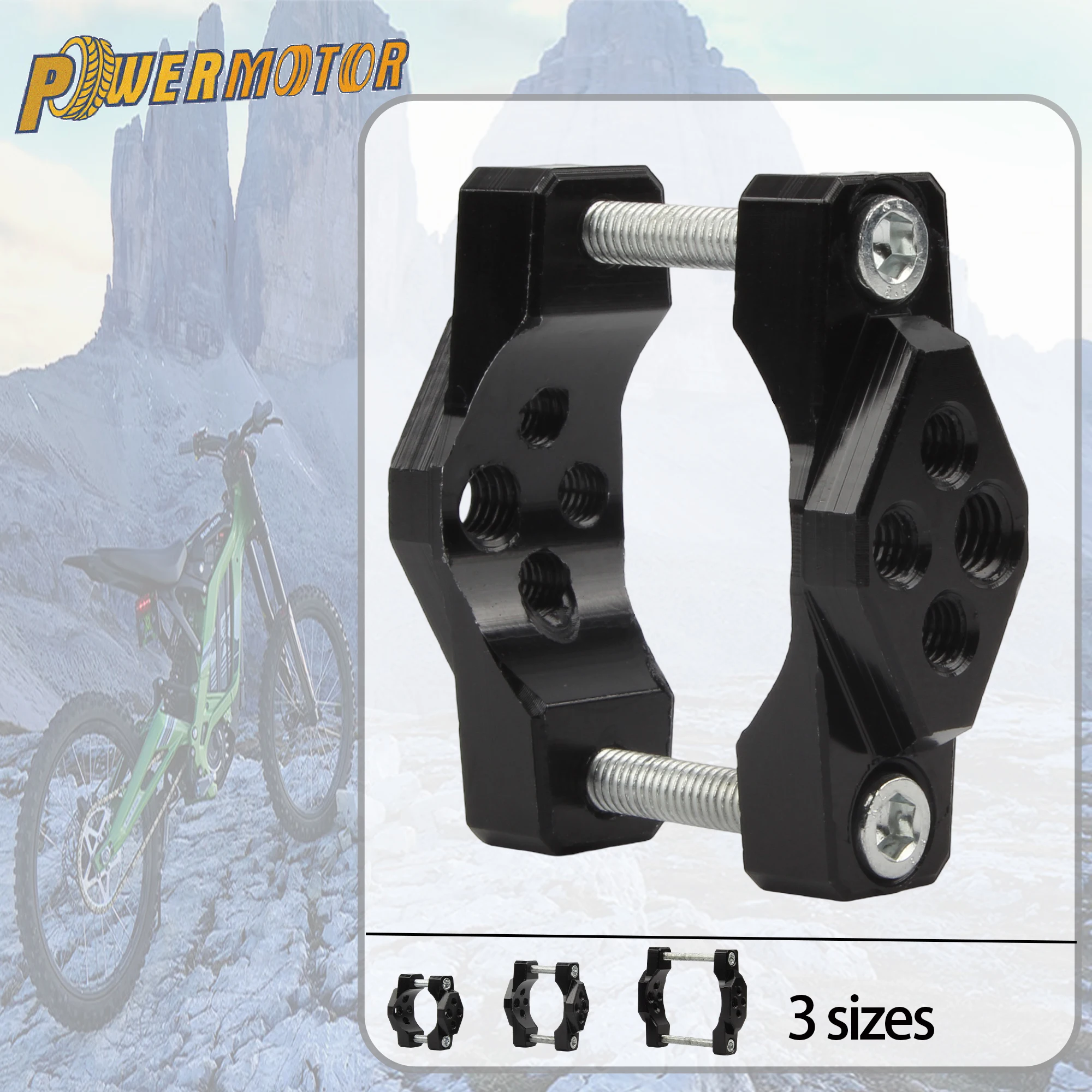 Detalle del soporte de luz con abrazadera para motocicleta