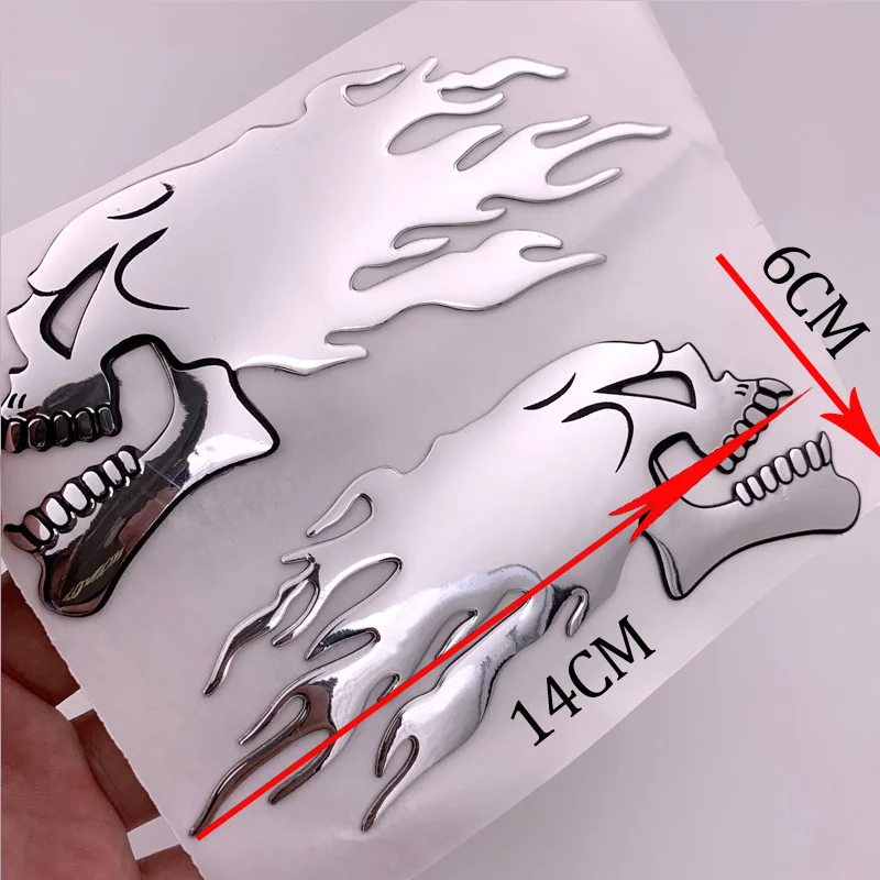 Pegatinas 3D cromadas Hurricane calavera fuego fantasma para moto - imagen 3