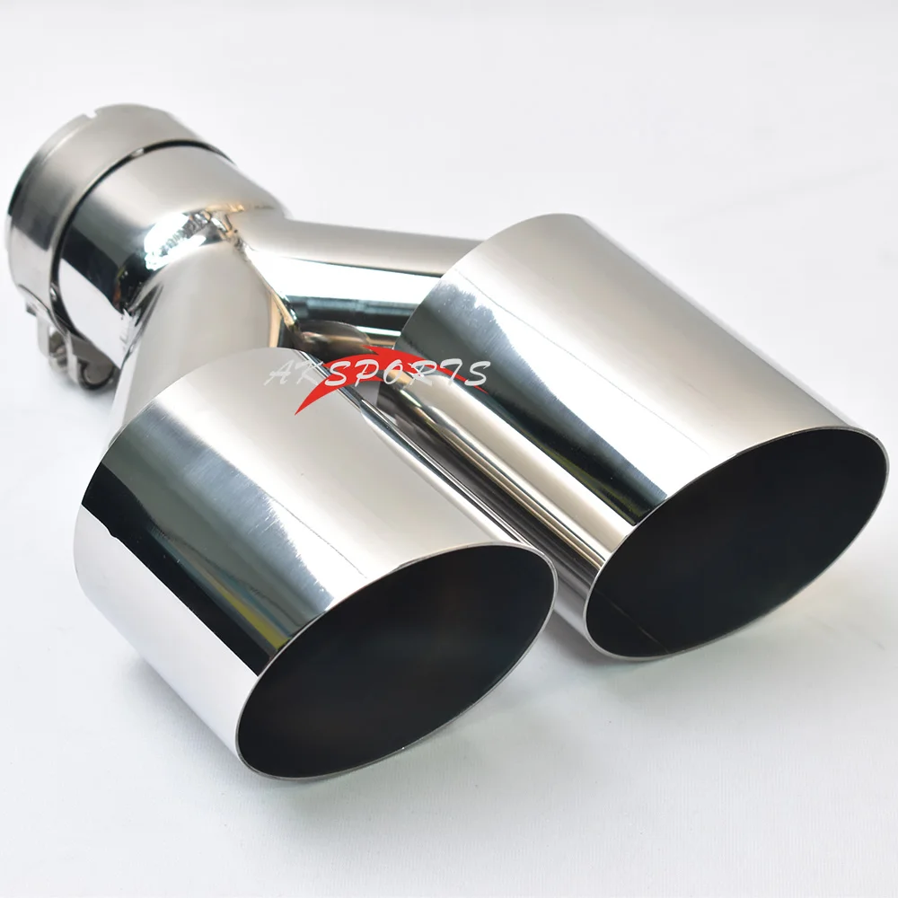 Tubo escape universal acero inoxidable doble capa silenciador brillante