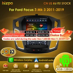Autorradio Android 2 DIN Hizpo con CarPlay para Ford Focus Mk3 2011-2019