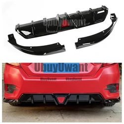 Difusor trasero Honda Civic 2016-2022, efecto carbono y luz LED