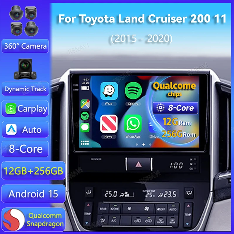 Radio Android 15 con CarPlay y WiFi para Toyota Land Cruiser 200