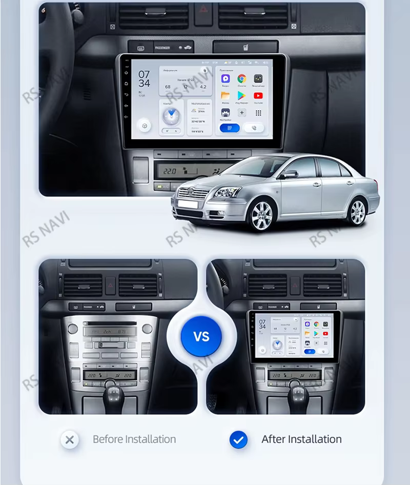 Radio multimedia RSNAVI instalada en Toyota Avensis T250
