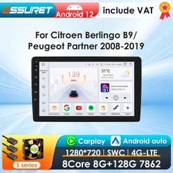 OSSURET Radio 2DIN CarPlay y Android Auto para Berlingo/Partner