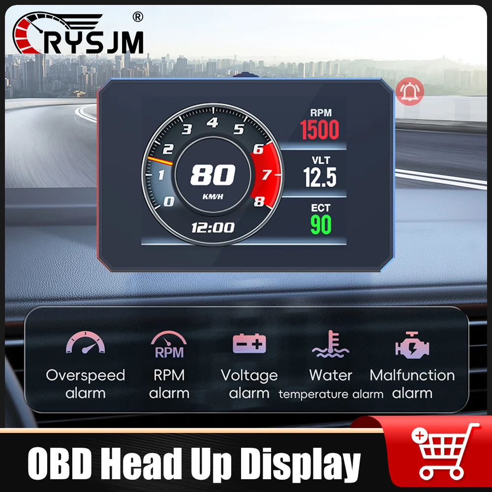 Pantalla HUD OBD2 P16: RPM, temperatura agua y velocidad km/h