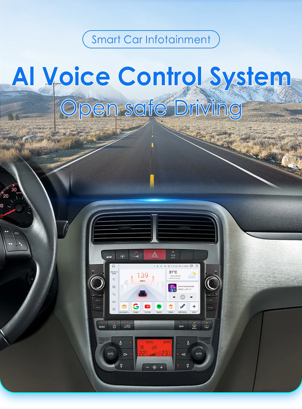 Pantalla principal con Android Auto y CarPlay inalámbrico
